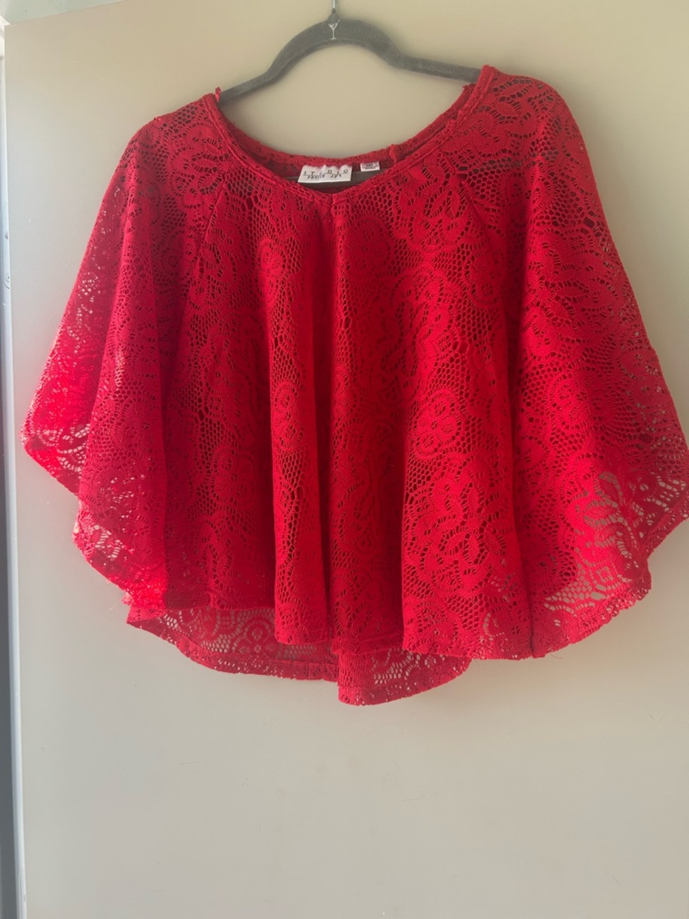 Red Lace Poncho Top